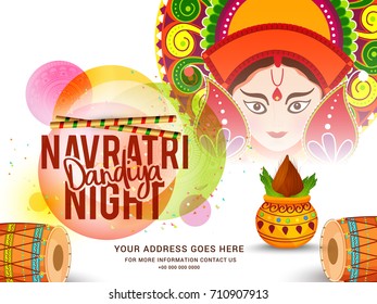 Creative Poster Or Flyer Of Dandiya Celebration,Navratri Dandiya Night Invitation Card Background.