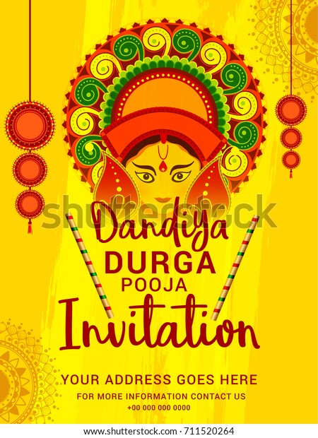Creative Poster Flyer Dandiya Durga Pooja Stock Vector Royalty Free