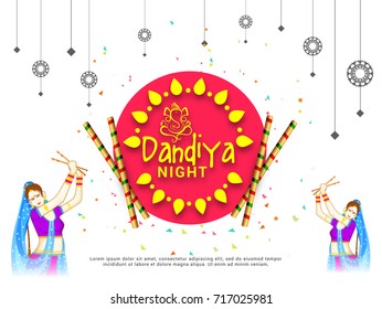 Creative Poster Or Flyer Of Dandiya Invitation Card Background.