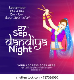 Creative Poster Or Flyer Of Dandiya Invitation Card Background.