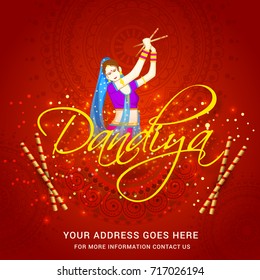 Creative Poster Or Flyer Of Dandiya Invitation Card Background.