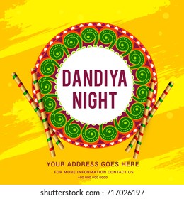 Creative Poster Or Flyer Of Dandiya Invitation Card Background.