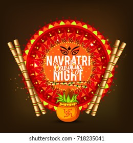 Creative Poster Or Flyer Of Dandiya Invitation Card Background.