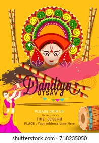 Creative Poster Or Flyer Of Dandiya Invitation Card Background.