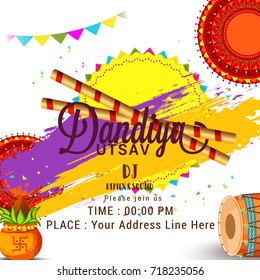 Creative Poster Or Flyer Of Dandiya Invitation Card Background.