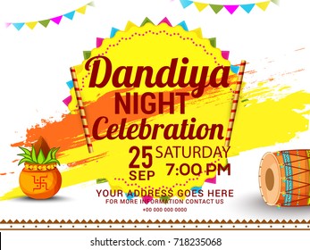 Creative Poster Or Flyer Of Dandiya Invitation Card Background.