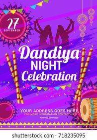 Creative Poster Or Flyer Of Dandiya Invitation Card Background.