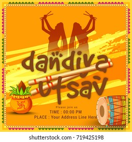 Creative Poster Or Flyer Of Dandiya Invitation Card Background.
