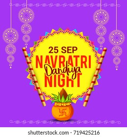 Creative Poster Or Flyer Of Dandiya Invitation Card Background.