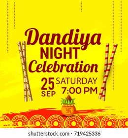 Creative Poster Or Flyer Of Dandiya Invitation Card Background.