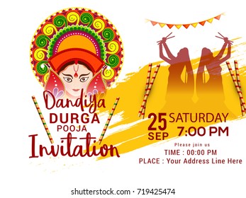 Creative Poster Or Flyer Of Dandiya Invitation Card Background.