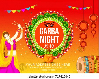 Creative Poster Or Flyer Of Dandiya Invitation Card Background.