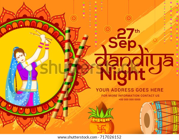 Creative Poster Flyer Dandiya Invitation Card Stock Vector Royalty