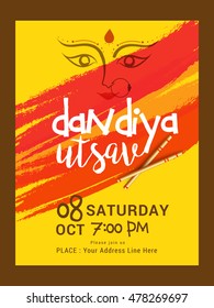 Creative poster or flyer of dandiya utsav celebration festival of navratri puja.