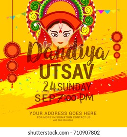 Creative Poster Or Flyer Of Dandiya Utsav Celebration,Navratri Dandiya Night Invitation Card Background.