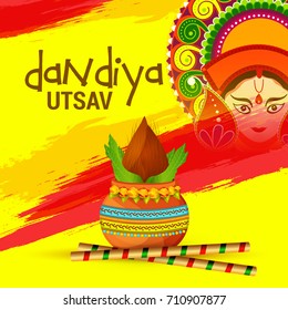 Creative Poster Or Flyer Of Dandiya Utsav Celebration,Navratri Dandiya Night Invitation Card Background.