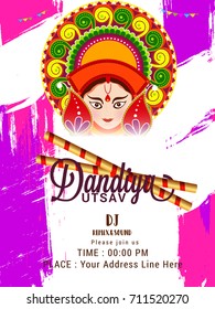 Creative Poster Or Flyer Of Dandiya Utsav Celebration,Navratri Dandiya Night Invitation Card Background.