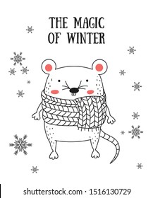 Creative poster with funny rat for New 2020 Year.
