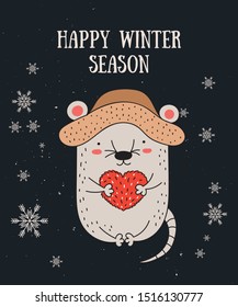 Creative poster with funny rat for New 2020 Year.
