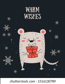 Creative poster with funny rat for New 2020 Year.
