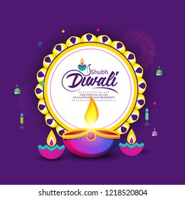 creative poster, greeting card design for festival of diwali celebration. happy diwali