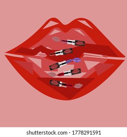 creative poster with the image of lips and lipstick