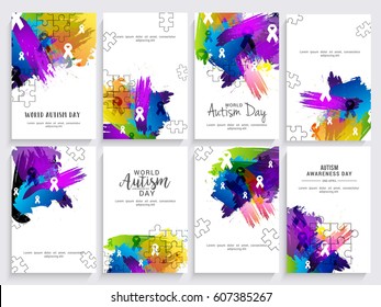 Creative Poster Set Or Banner Set Of World Autism Awareness Day.