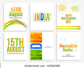 Creative poster set for independence day of india.