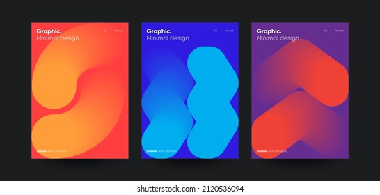 Creative posters set with Gradient shapes composition. Vector illustration. 