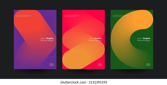 Creative posters set with Gradient shapes composition. Vector illustration. 