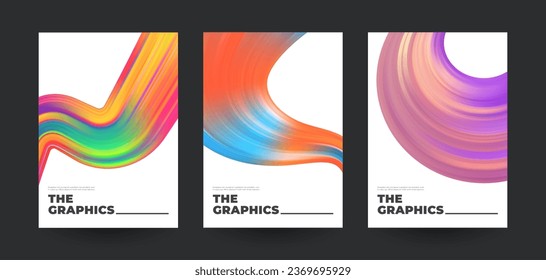 Creative posters set with wavy gradient shape. Vector illustration. 