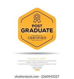 Insignia certificada por Creative (Postgrado), ilustración vectorial.