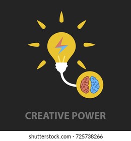 Creative power flat concept. Vector illustration. Element template for design.