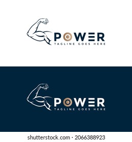 Logo de la mano de un músculo poderoso creativo