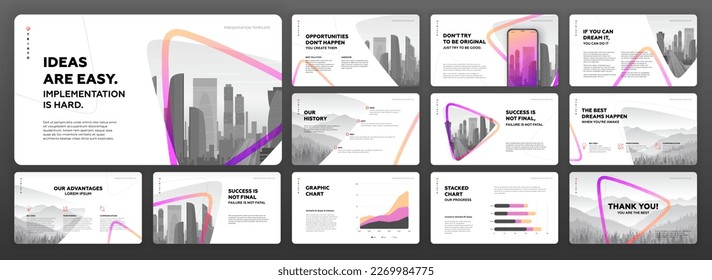 Creative Powerpoint presentation template. Modern Keynote presentation background, brochure cover design, pitch deck, proposal, agenda, annual report, Google slides, company profile, brand guidelines.