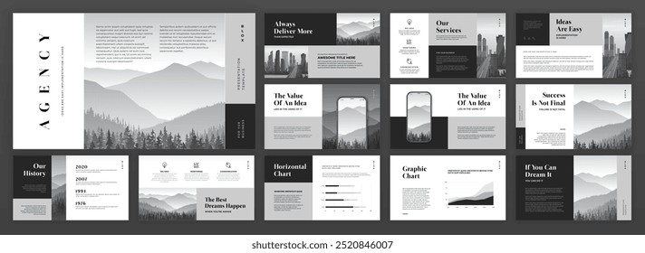 Creative Powerpoint presentation template. Modern Keynote presentation background, brochure cover design, brand guidelines, pitch deck, proposal, annual report, company profile, Google slides.