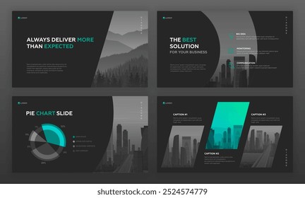 Creative Powerpoint presentation template set. Use for creative Keynote presentation background, brochure cover design, website slider, landing page, annual report, company profile, portfolio.