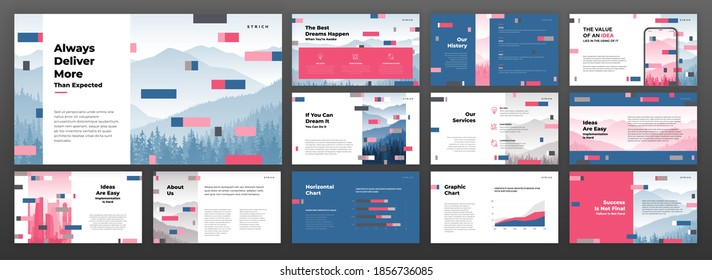 Creative powerpoint presentation templates set. Use for modern keynote presentation background, brochure design, website slider, landing page, annual report, company profile, social media banner.