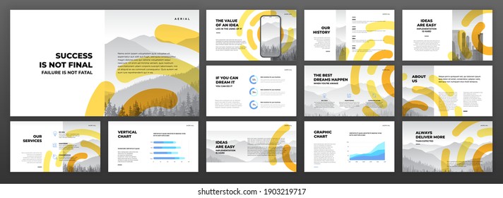 Creative powerpoint presentation templates set. Use for creative keynote presentation background, brochure design, website slider, landing page, annual report, company profile, social media banner.