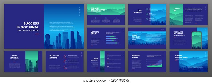 Creative powerpoint presentation templates set. Use for creative keynote presentation background, brochure design, website slider, landing page, annual report, company profile, social media banner.