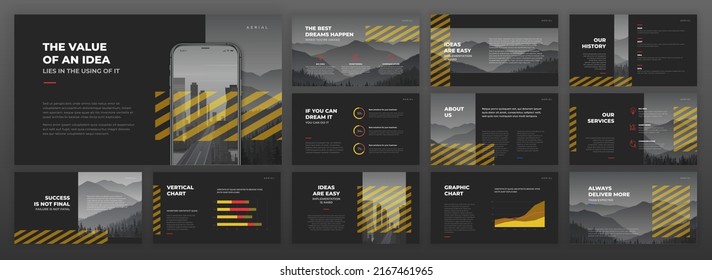 Creative powerpoint presentation templates set. Use for creative keynote presentation background, brochure design, website slider, landing page, annual report, company profile.