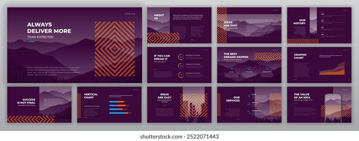 Creative Powerpoint presentation templates set. Use for modern Keynote presentation background, brochure design, website slider, landing page, annual report, company profile, Google slides powerpoint