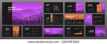 Creative Powerpoint presentation templates set. Use for modern Keynote presentation background, brochure design, website slider, landing page, annual report, Google slides template; company profile.