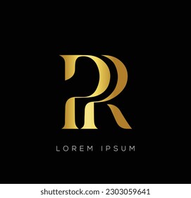 Creative PR letter logo design with gold color template