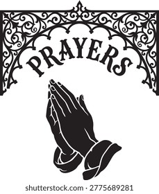 Creative prayers christian praying hands graphic typography quote text vector graphic design perfect for print and digital projects