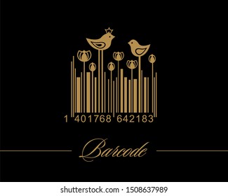 Creative Premium Bar Code Birds Flowers Stock Vector (Royalty Free ...