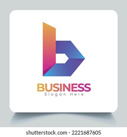 Plantilla De Diseño De Logotipo De Letra B Moderna Creativa, Fondo Blanco Y Color De Gradiente. Plantilla de icono comercial de Media Corporate.