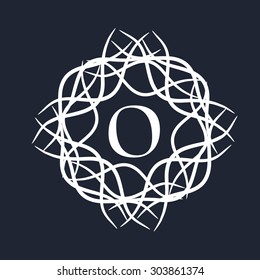 Creative premium monogram design with English Alphabet O in floral frame on blue background.