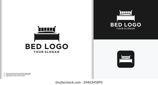 Creative premium of symbol bed furniture logo. Luxury universal interior design logotype idea symbol