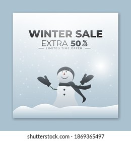 Creative premium winter sale social media post template design concept. online banner promotion. ads web banner design vector